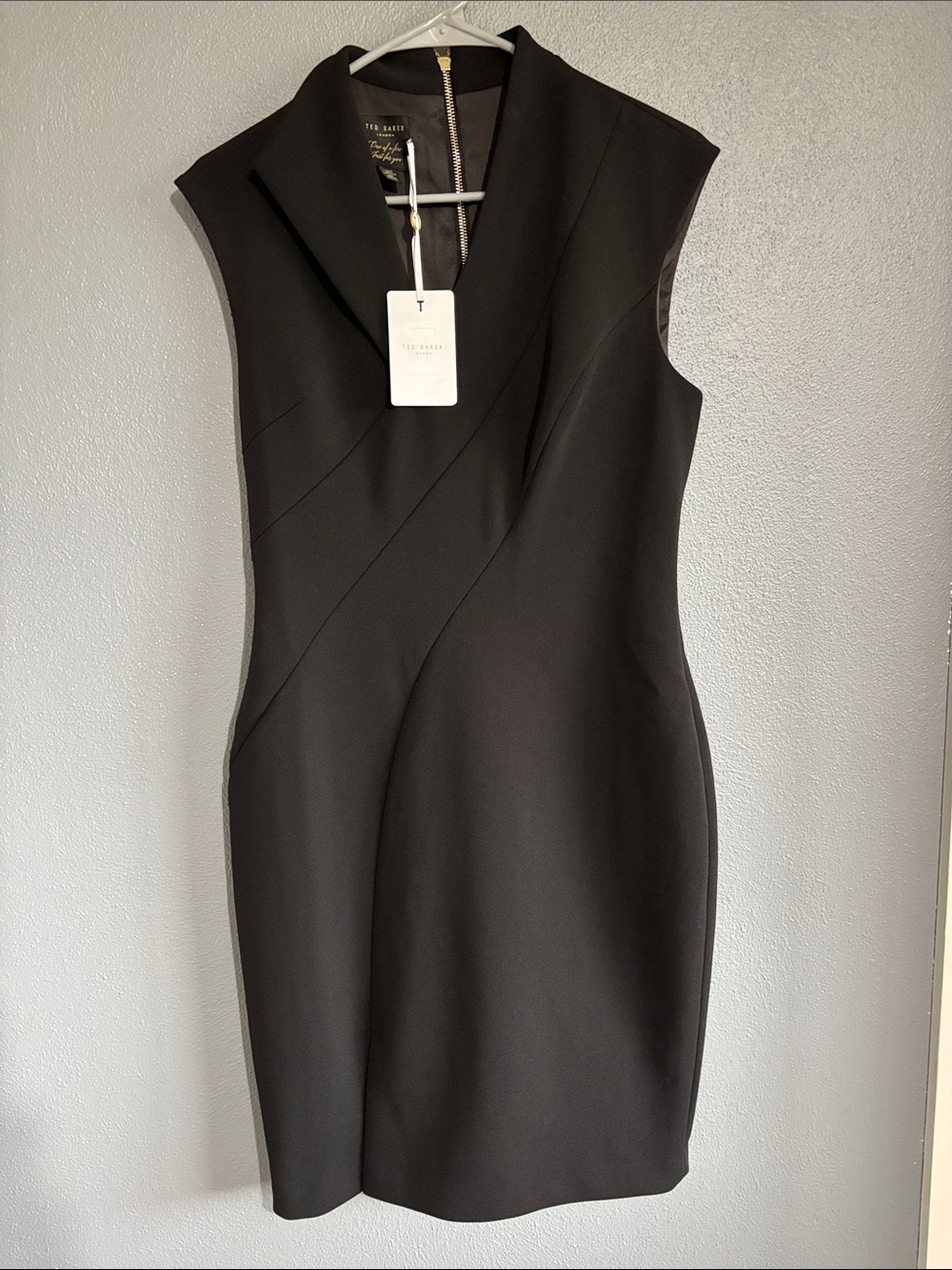 Ted Baker Black Tailored V-Neck Sheath Dress